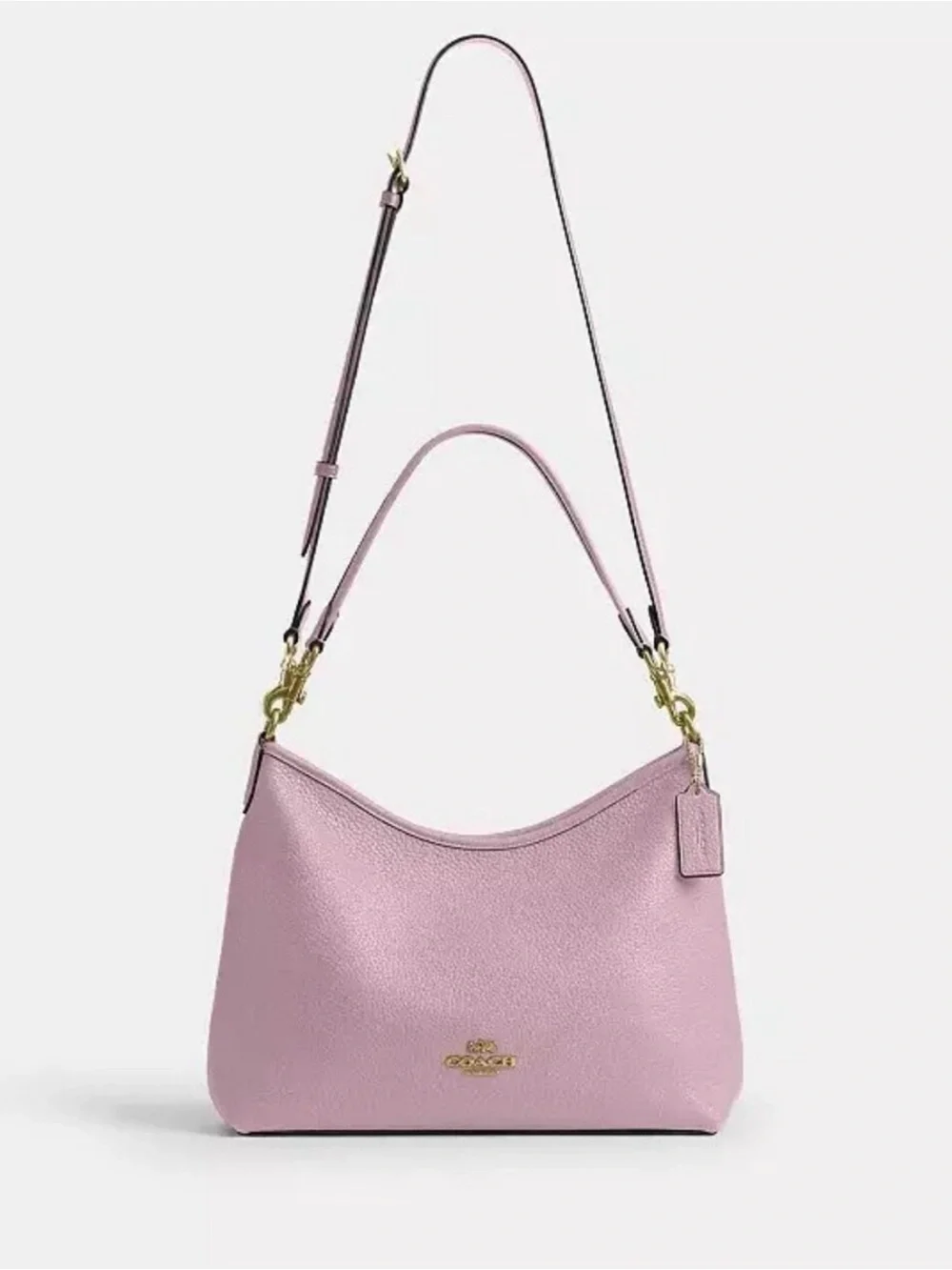 Coach Pebbled Leather Crossbody pink carnation
